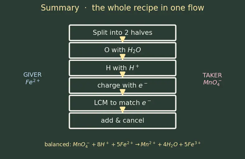 Figure — Balancing redox equations — ion-electron (half-reaction) method, oxidation-number method