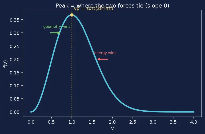 Figure — Maxwell-Boltzmann distribution — full derivation