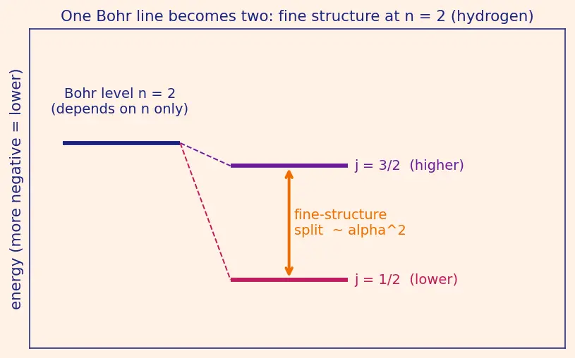 Figure — Limitations of Bohr — fails for multi-electron atoms, fine structure