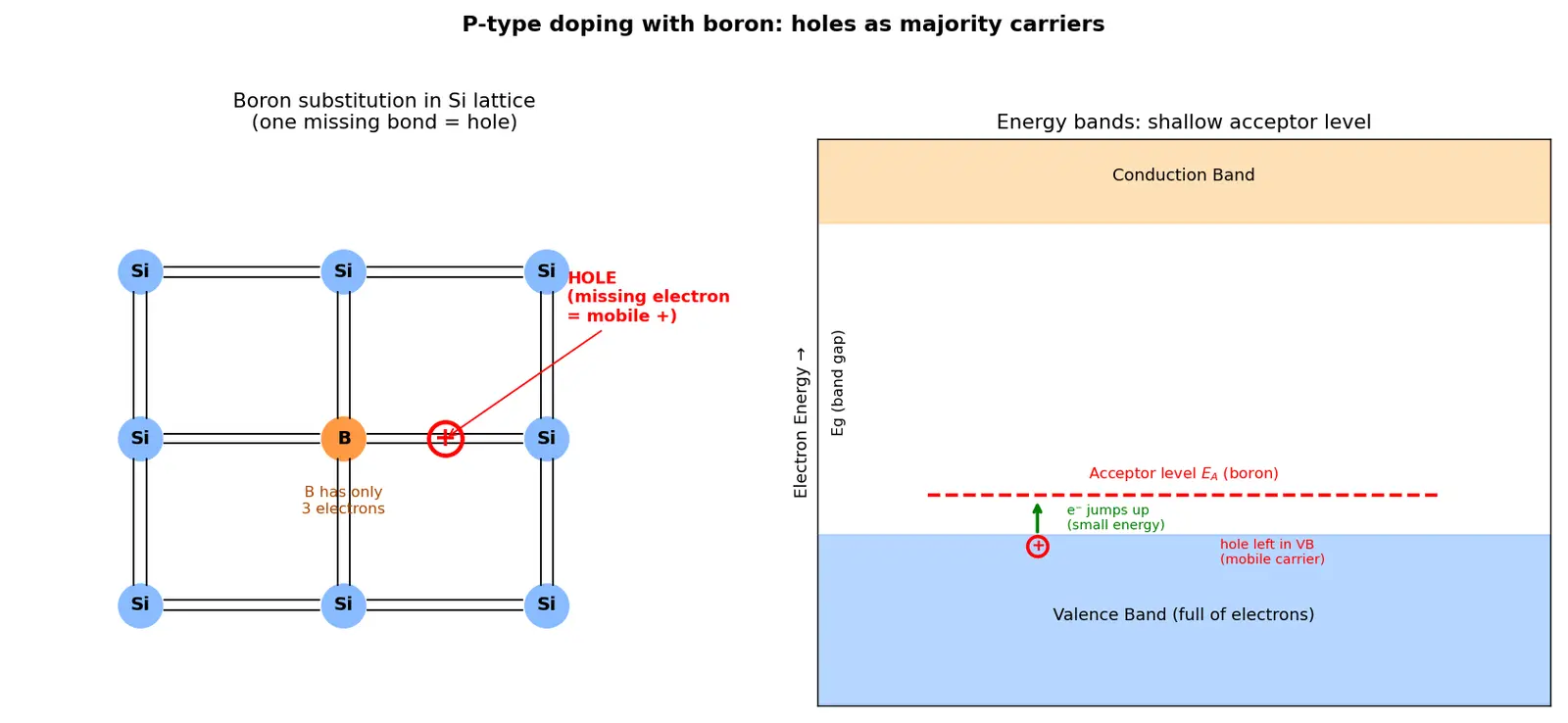 Figure — P-type doping with acceptor atoms (boron)