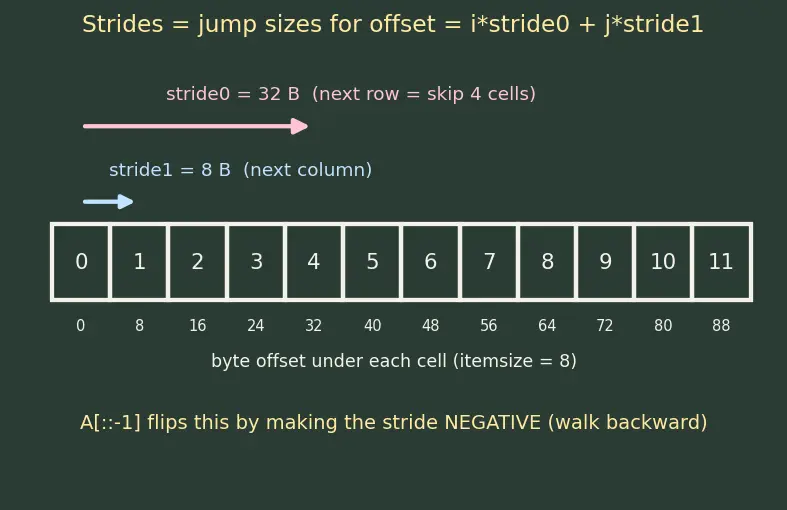 Figure — NumPy — ndarray structure, dtype, shape, strides