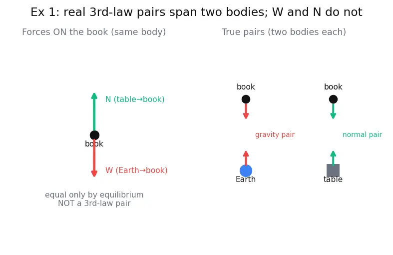 Figure — Newton's third law — action-reaction, common misconceptions