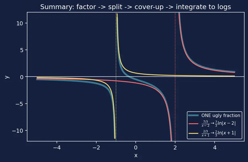 Figure — Partial fractions — linear, repeated, irreducible quadratic factors