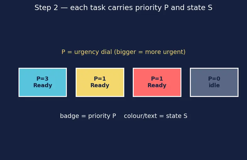Figure — FreeRTOS — task creation, priorities, xTaskCreate