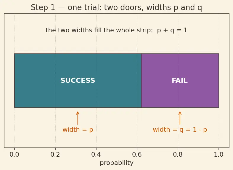 Figure — Binomial distribution — PMF, mean, variance