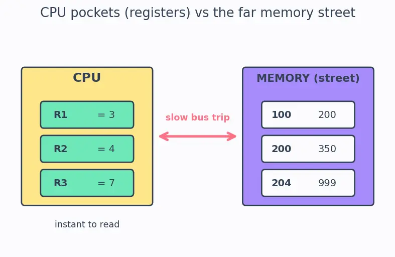 Figure — Memory addressing modes — immediate, register, direct, indirect, indexed