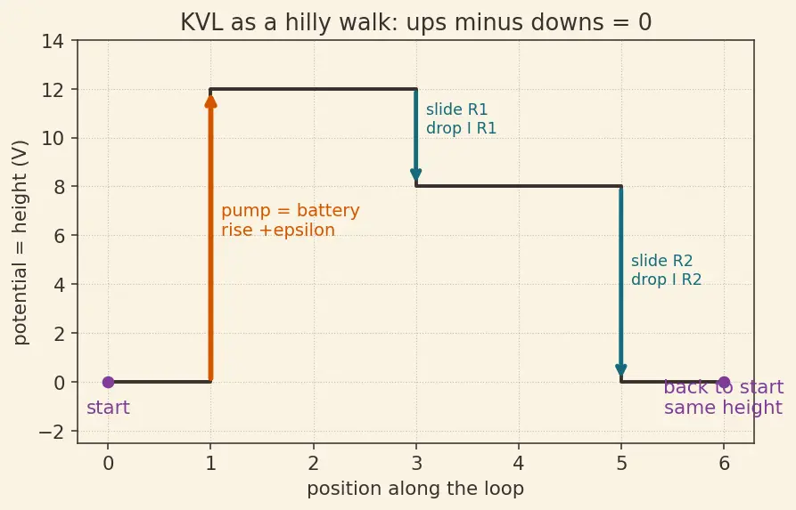 Figure — Kirchhoff's current law (KCL), Kirchhoff's voltage law (KVL)