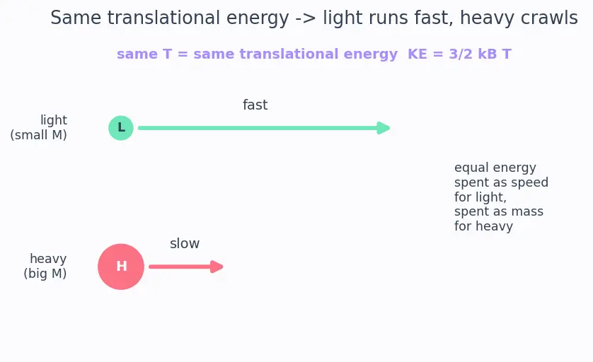 Figure — Graham's law of effusion - diffusion (rate ∝ 1 - √M)