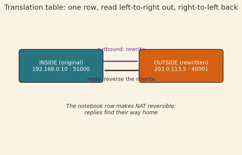 Figure — NAT — why, how, types (SNAT, DNAT, PAT)