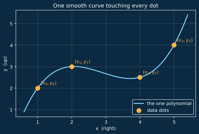 Figure — Polynomial interpolation — Lagrange form, Newton's divided differences