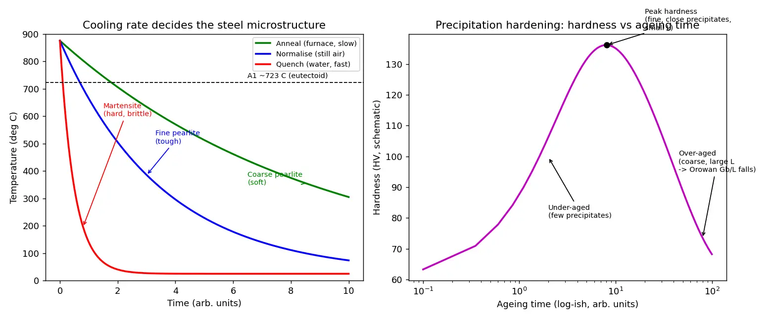Figure — Heat treatment — annealing, normalising, quenching, tempering; precipitation hardening
