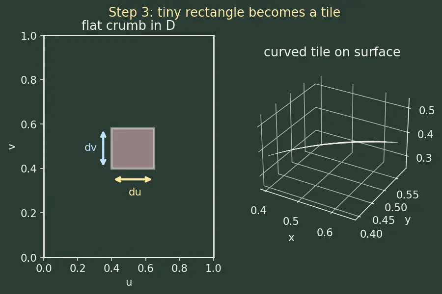 Figure — Parametric surfaces — tangent planes, surface area