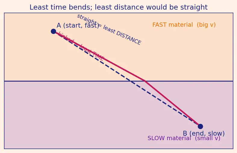 Figure — Snell's law — derivation from Fermat's principle