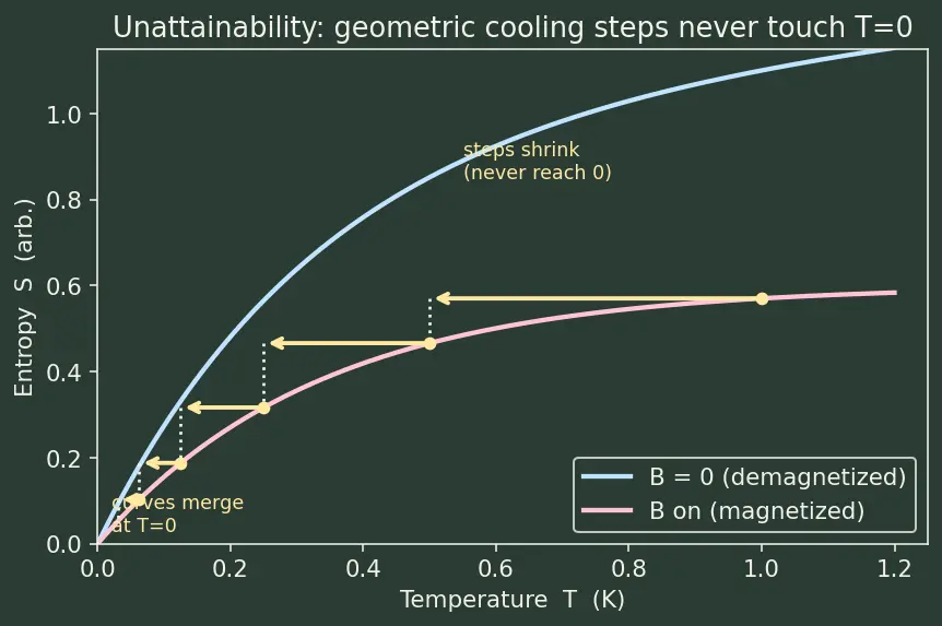 Figure — Third law of thermodynamics — S → 0 as T → 0