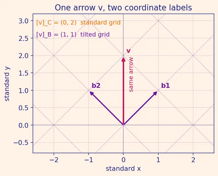 Figure — Coordinate vectors — change of basis