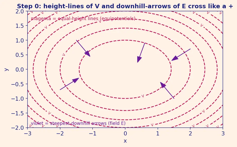 Figure — Equipotential surfaces — perpendicular to field
