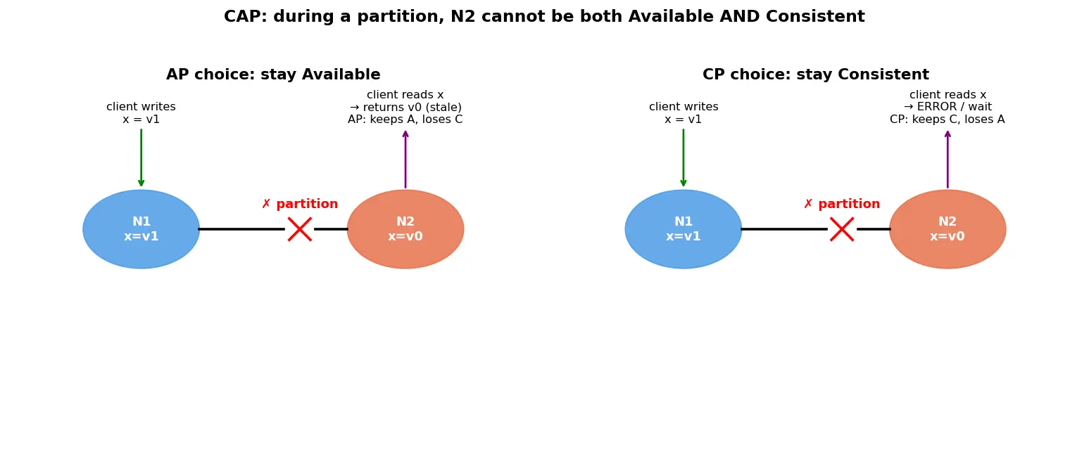 Figure — CAP theorem — consistency, availability, partition tolerance