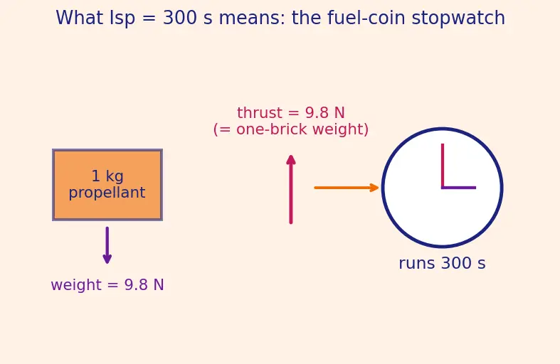 Figure — Specific impulse Isp = v_e - g₀ — definition, physical meaning, units