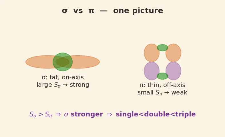 Figure — σ vs π bonds — overlap, strength