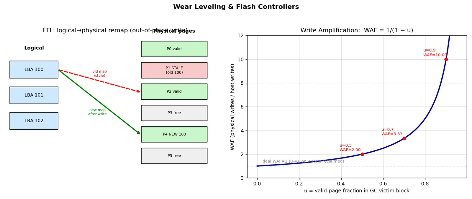 Figure — Wear leveling and flash controllers