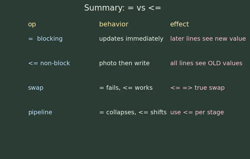 Figure — Blocking vs non-blocking assignments