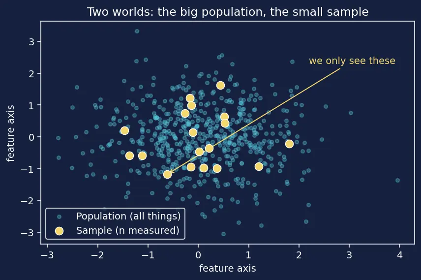 Figure — Hypothesis testing — null - alternative, test statistic, p-value, errors (Type I & II)