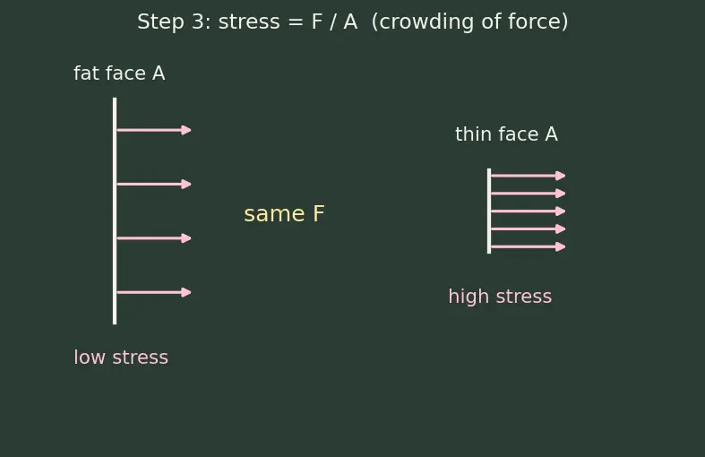 Figure — Stress and strain — σ = F - A, ε = ΔL - L, Young's modulus E