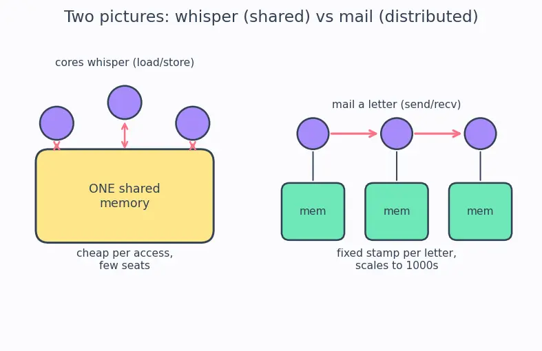 Figure — Shared memory vs distributed memory