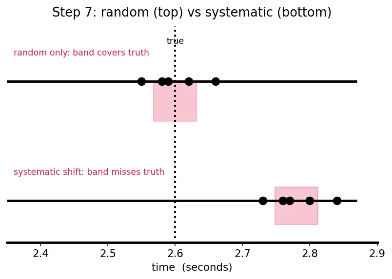 Figure — Errors — absolute, relative, percentage; systematic vs random