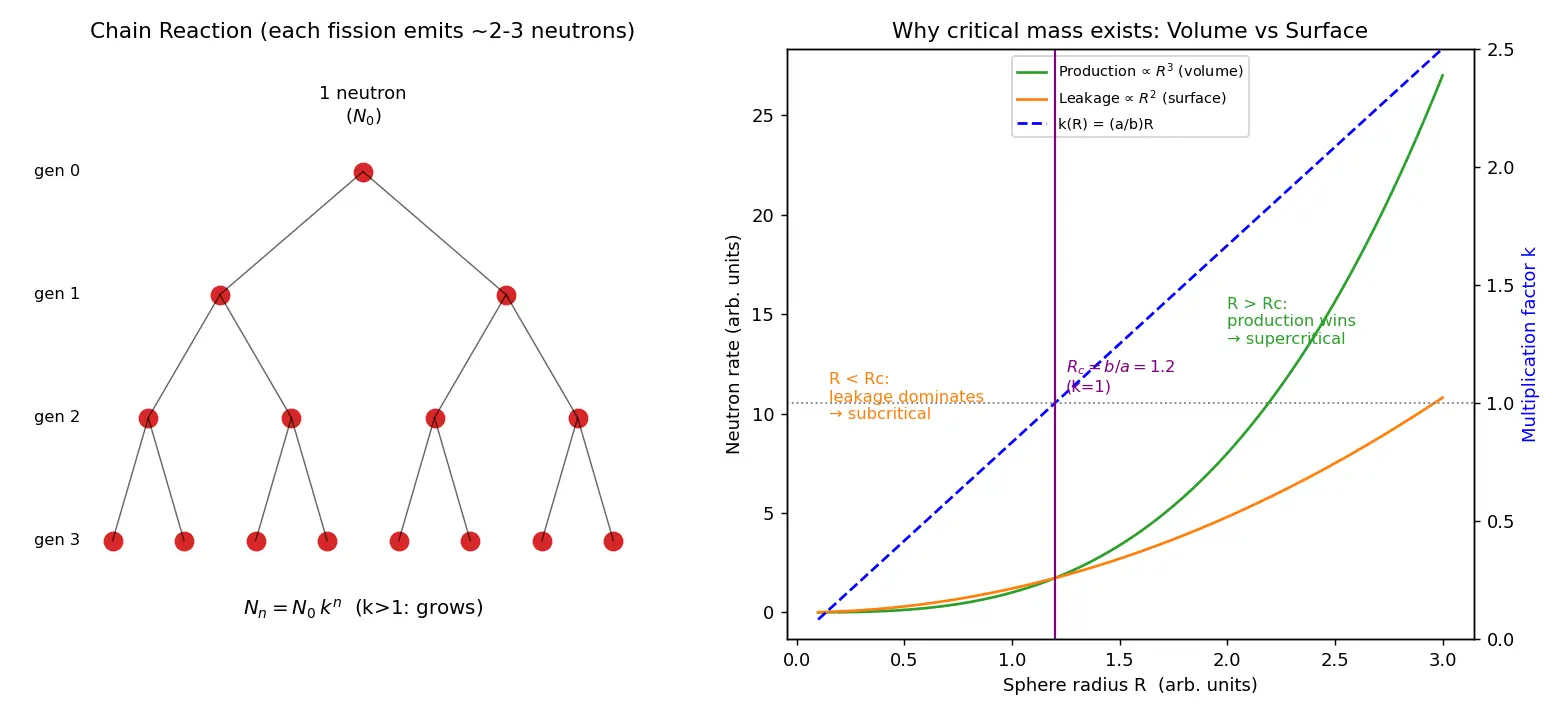 Figure — Fission — chain reaction, critical mass