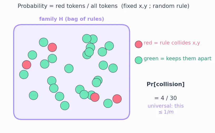 Figure — Universal hashing — probabilistic guarantee