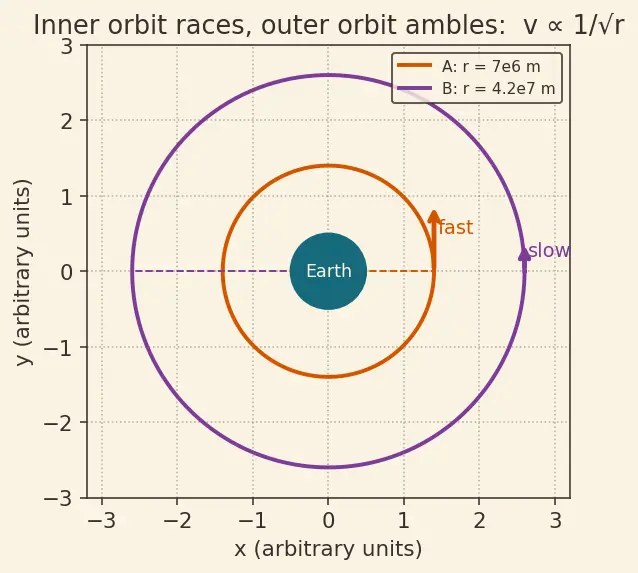 Figure — Orbital velocity for circular orbit — derivation