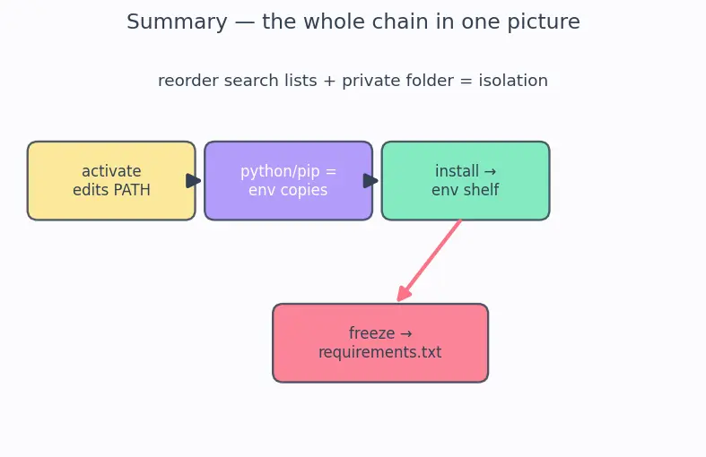 Figure — Virtual environments — venv, pip, requirements.txt
