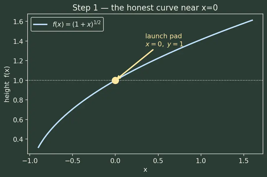 Figure — Binomial theorem for rational indices (approximate values)