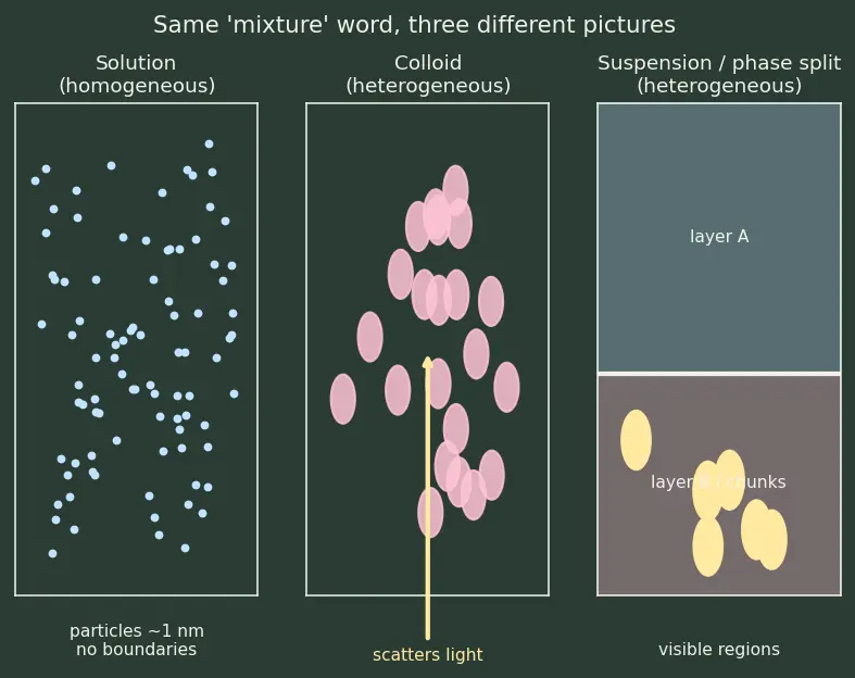 Figure — Pure substances vs mixtures — elements, compounds, homogeneous - heterogeneous