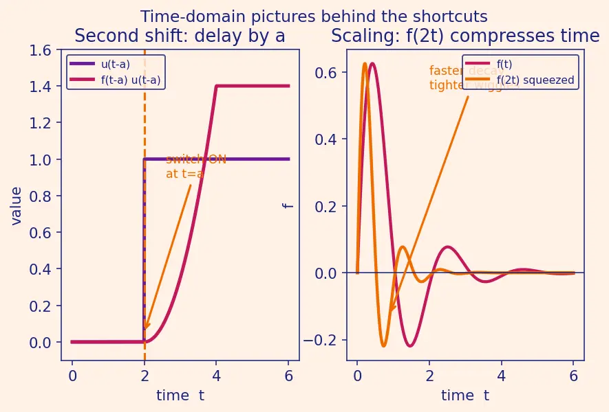 Figure — Properties — linearity, first - second shift theorems, scaling