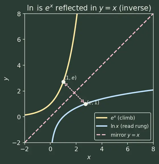 Figure — Common log (log₁₀) and natural log (ln x)