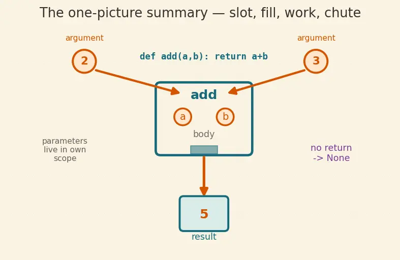 Figure — Functions — def, parameters, return, docstrings