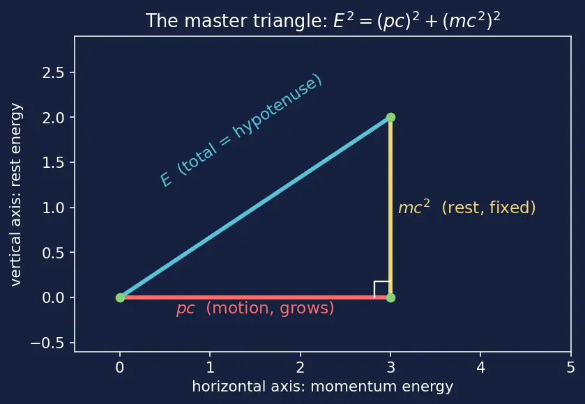 Figure — Mass-energy equivalence E² = (pc)² + (mc²)²