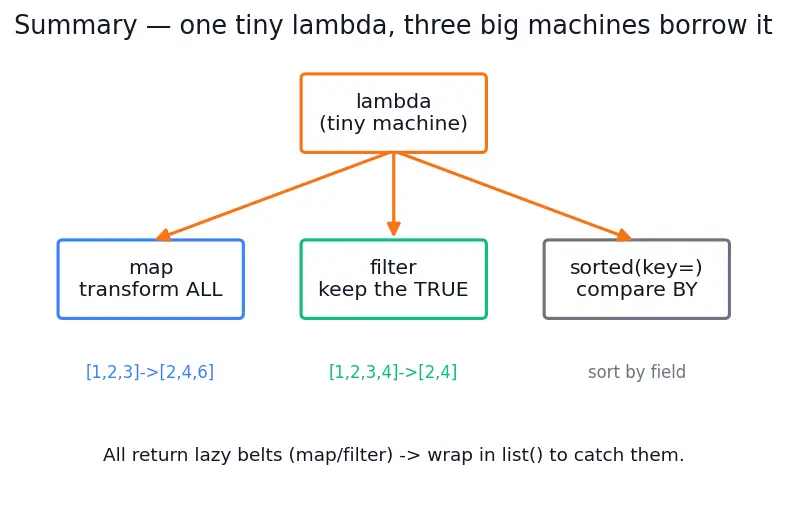 Figure — Lambda functions — anonymous, used with map - filter