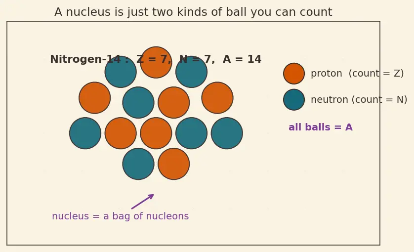 Figure — Atomic number Z, mass number A, isotopes, isobars, isotones