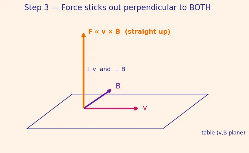 Figure — Magnetic force on charge — F = qv × B