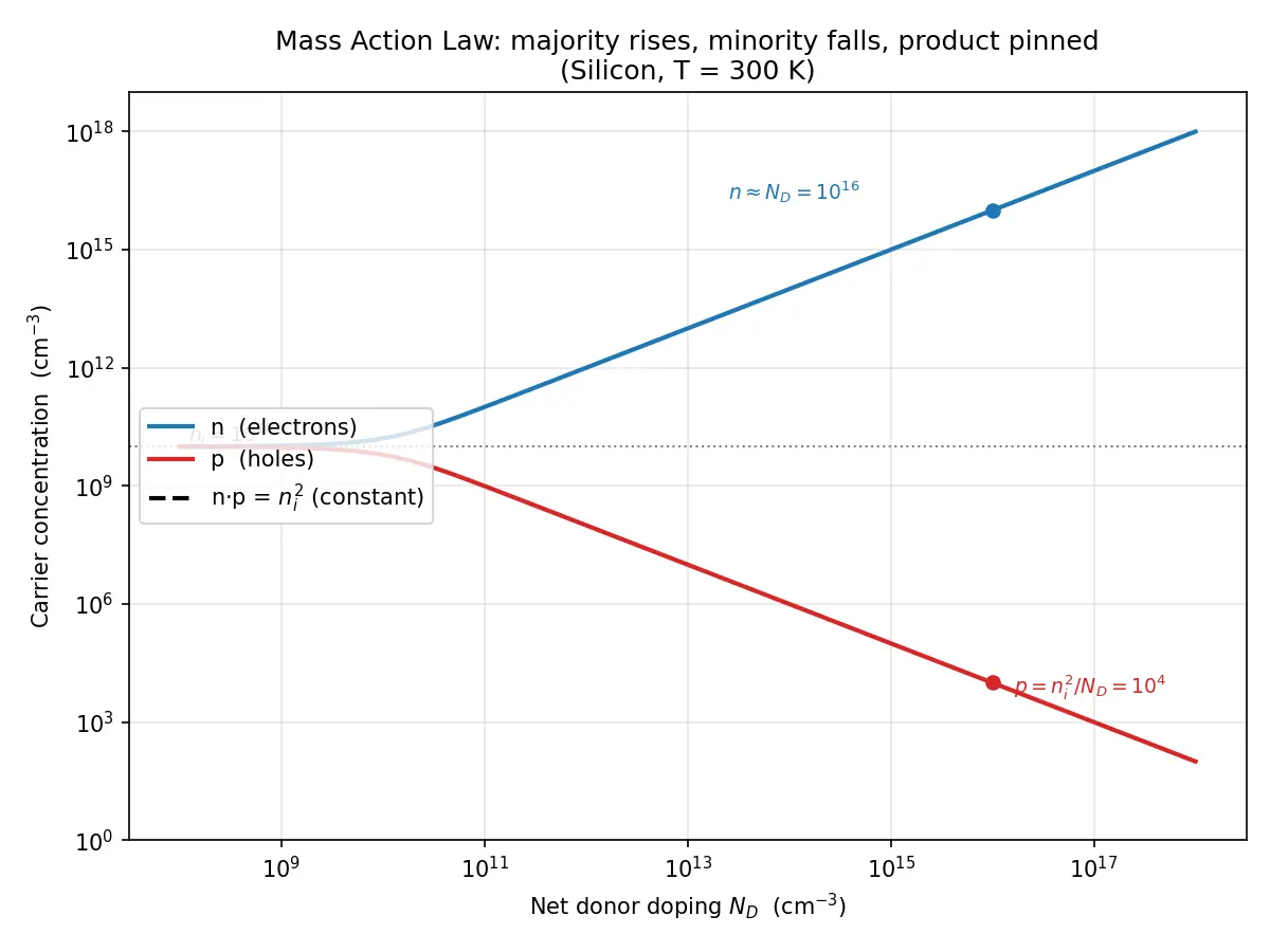 Figure — Mass action law (np = ni²)