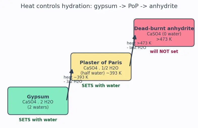 Figure — Important compounds — NaOH, NaCl, Na₂CO₃ (Solvay), NaHCO₃; CaO, CaCO₃, gypsum, plaster of Paris