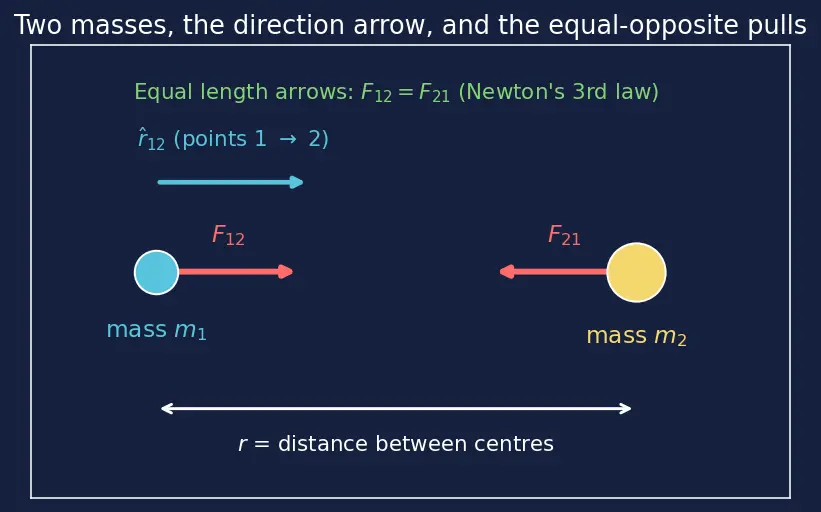 Figure — Newton's law of gravitation — universal, action at distance