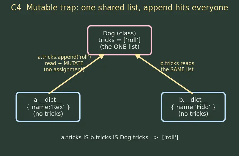 Figure — Instance attributes vs class attributes