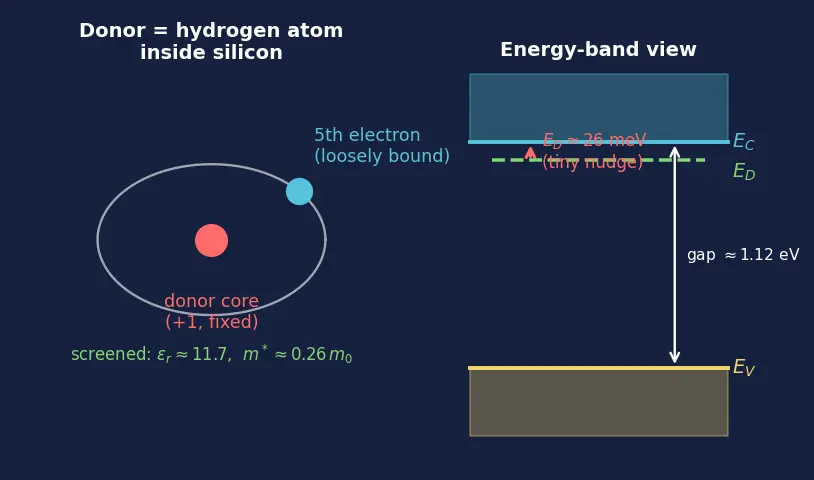 Figure — N-type doping with donor atoms (phosphorus, arsenic)