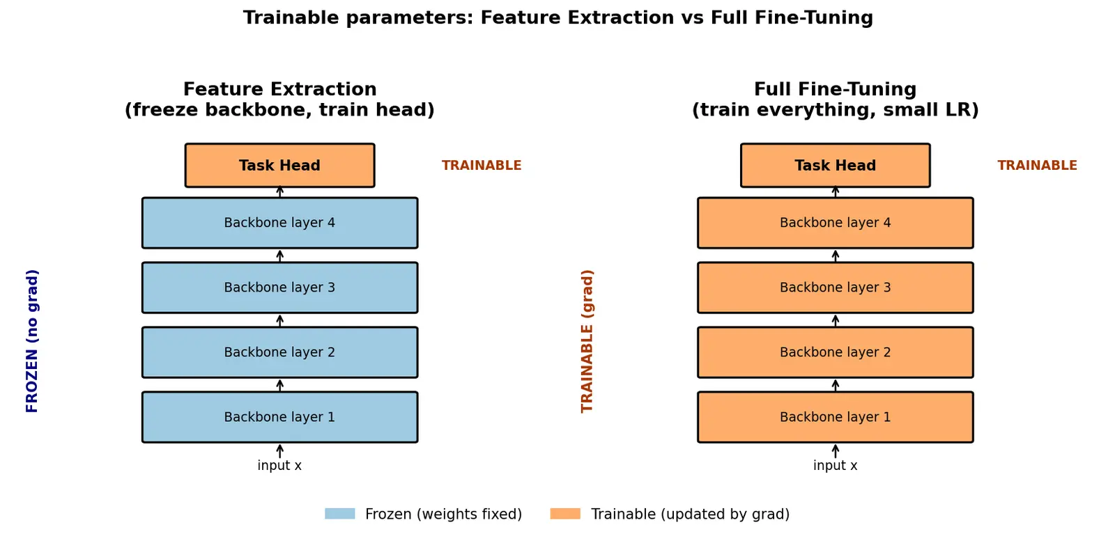 Figure — Full fine-tuning vs feature extraction