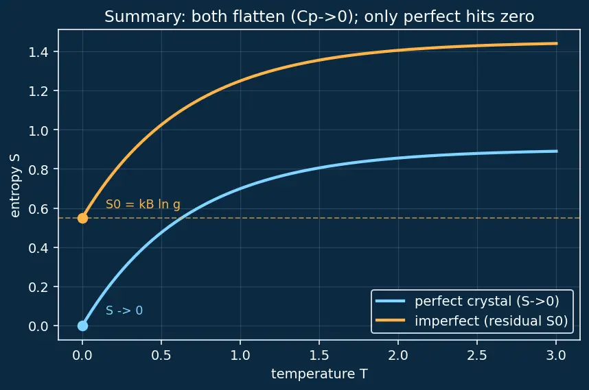 Figure — Third law of thermodynamics — S → 0 as T → 0