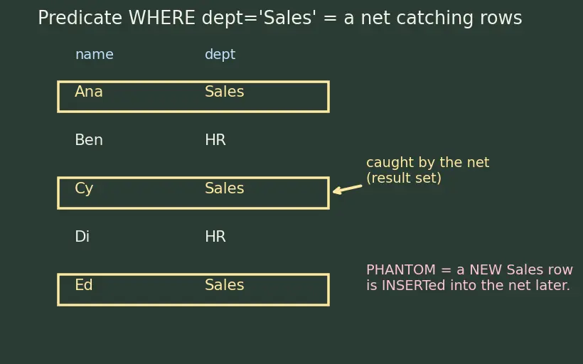Figure — Concurrency anomalies — dirty read, non-repeatable read, phantom read